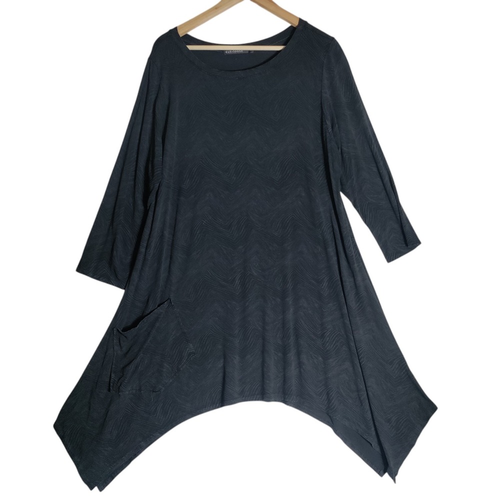 CUT LOOSE Black Pocket Tunic Dress Large Lagenlook